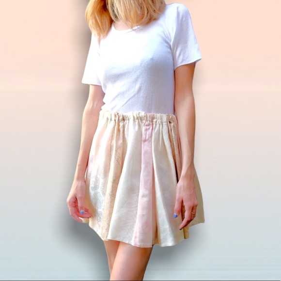 Custom Made Kimono Print Flared Pleated Mini Skirt - Picture 2 of 12